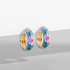 Enamel Flower Small Hoop Earrings - Geometric Circle Huggie Earrings