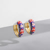 Enamel Flower Small Hoop Earrings - Geometric Circle Huggie Earrings