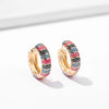 Enamel Flower Small Hoop Earrings - Geometric Circle Huggie Earrings