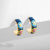 Enamel Flower Small Hoop Earrings - Geometric Circle Huggie Earrings
