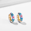Enamel Flower Small Hoop Earrings - Geometric Circle Huggie Earrings