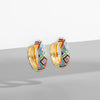 Enamel Flower Small Hoop Earrings - Geometric Circle Huggie Earrings
