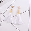 Ethnic Long Tassel Clip-On Earrings - Geometric Alloy Dangle Earrings