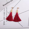 Ethnic Long Tassel Clip-On Earrings - Geometric Alloy Dangle Earrings
