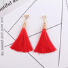 Ethnic Long Tassel Clip-On Earrings - Geometric Alloy Dangle Earrings