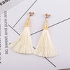 Ethnic Long Tassel Clip-On Earrings - Geometric Alloy Dangle Earrings