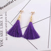 Ethnic Long Tassel Clip-On Earrings - Geometric Alloy Dangle Earrings