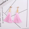 Ethnic Long Tassel Clip-On Earrings - Geometric Alloy Dangle Earrings