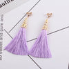 Ethnic Long Tassel Clip-On Earrings - Geometric Alloy Dangle Earrings