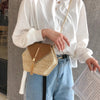 Hexagon Mulit Style Straw+leather Handbag Women Summer Rattan Bag Handmade Woven Beach Circle Bohemia Shoulder Bag