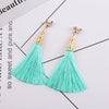 Ethnic Long Tassel Clip-On Earrings - Geometric Alloy Dangle Earrings