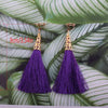 Ethnic Long Tassel Clip-On Earrings - Geometric Alloy Dangle Earrings