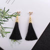 Ethnic Long Tassel Clip-On Earrings - Geometric Alloy Dangle Earrings