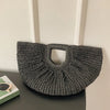 Summer Straw Women Half-moon Beach Handbag Rattan Handmade Handle Fashion Kintted Tote Bag