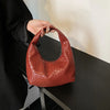 Woven Embossed Leather Hobo Bag - Classic Top Handle Shoulder Handbag