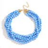 Bohemian Multilayer Blue Beaded Necklace - Vintage Rice Beads Statement Jewelry