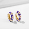 Enamel Flower Small Hoop Earrings - Geometric Circle Huggie Earrings