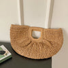 Summer Straw Women Half-moon Beach Handbag Rattan Handmade Handle Fashion Kintted Tote Bag