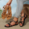 Bohemian Heart Flat Sandals - Comfortable Round Toe Summer Shoes
