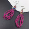 Colorful Rice Beads Crystal Drop Earrings - Handmade Retro Bohemian Jewelry