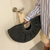 Summer Straw Women Half-moon Beach Handbag Rattan Handmade Handle Fashion Kintted Tote Bag