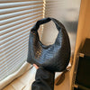 Woven Embossed Leather Hobo Bag - Classic Top Handle Shoulder Handbag