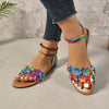 Floral Bohemian Flat Sandals - Lightweight Summer Beach Shoes with Flower Details