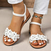 Floral Bohemian Flat Sandals - Lightweight Summer Beach Shoes with Flower Details