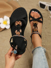 Bohemian Heart Flat Sandals - Comfortable Round Toe Summer Shoes
