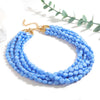 Bohemian Multilayer Blue Beaded Necklace - Vintage Rice Beads Statement Jewelry