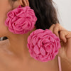 SHIXIN Elegant Fabric Big Rose Flower Stud Earrings for Women Exaggerated Simulation Petals Piercing Earrings Wedding Jewelry