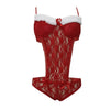 Christmas Red Lace Babydoll Lingerie Set - Festive Sleepwear with Bra & Thong
