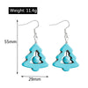 Blue geometric earrings with measurements and weight displayed