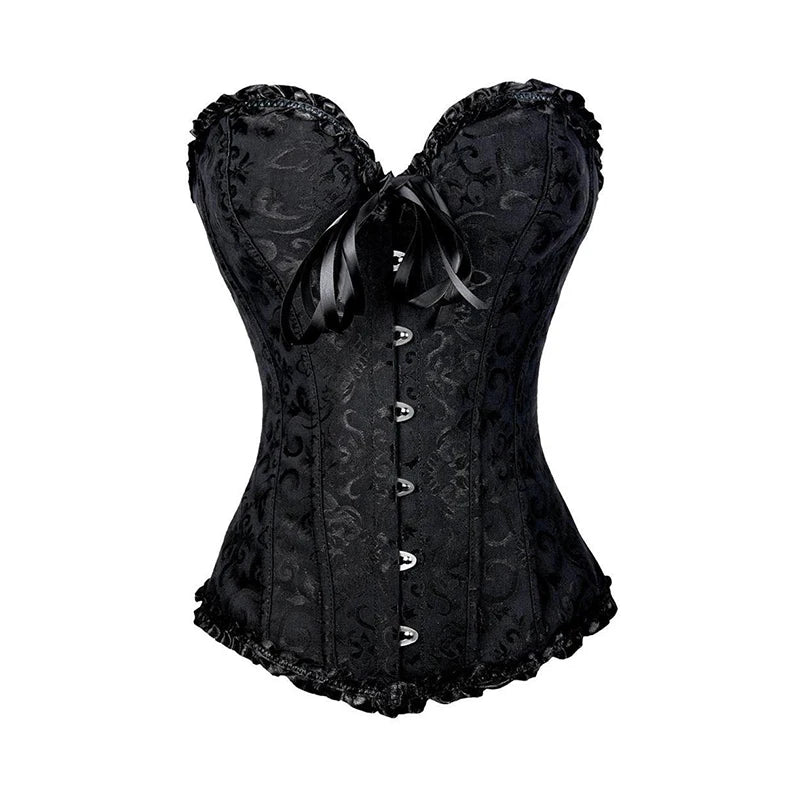 Women's Floral Lace Corset - Boned Overbust Body Shaper Bustier Top