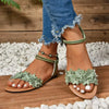 Floral Bohemian Flat Sandals - Lightweight Summer Beach Shoes with Flower Details