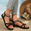 Bohemian Heart Flat Sandals - Comfortable Round Toe Summer Shoes