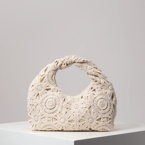 Pattern Hollow Woven Handbag - Square Bohemian Straw Beach Bag