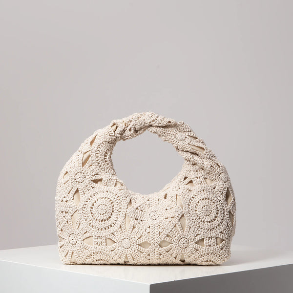 Pattern Hollow Woven Handbag - Square Bohemian Straw Beach Bag