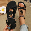 Bohemian Heart Flat Sandals - Comfortable Round Toe Summer Shoes