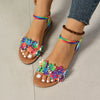 Floral Bohemian Flat Sandals - Lightweight Summer Beach Shoes with Flower Details