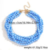 Bohemian Multilayer Blue Beaded Necklace - Vintage Rice Beads Statement Jewelry