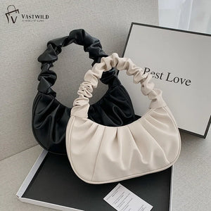 Pleated Cloud Dumpling Bag - Soft PU Leather Shoulder Handbag