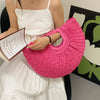 Summer Straw Women Half-moon Beach Handbag Rattan Handmade Handle Fashion Kintted Tote Bag