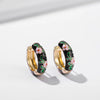 Enamel Flower Small Hoop Earrings - Geometric Circle Huggie Earrings