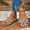 Floral Bohemian Flat Sandals - Lightweight Summer Beach Shoes with Flower Details