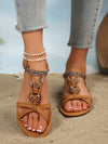 Bohemian Heart Flat Sandals - Comfortable Round Toe Summer Shoes