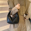 Woven Embossed Leather Hobo Bag - Classic Top Handle Shoulder Handbag