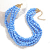 Bohemian Multilayer Blue Beaded Necklace - Vintage Rice Beads Statement Jewelry