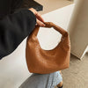 Woven Embossed Leather Hobo Bag - Classic Top Handle Shoulder Handbag