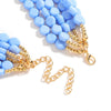 Bohemian Multilayer Blue Beaded Necklace - Vintage Rice Beads Statement Jewelry